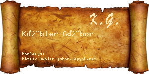 Kübler Gábor névjegykártya